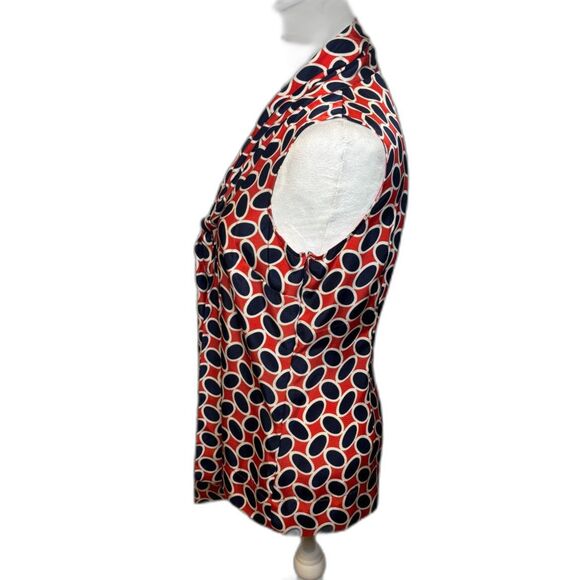 New York & Company Red Blue Pattern No Sleeve Blouse Womens Designer - Picture 5 of 7